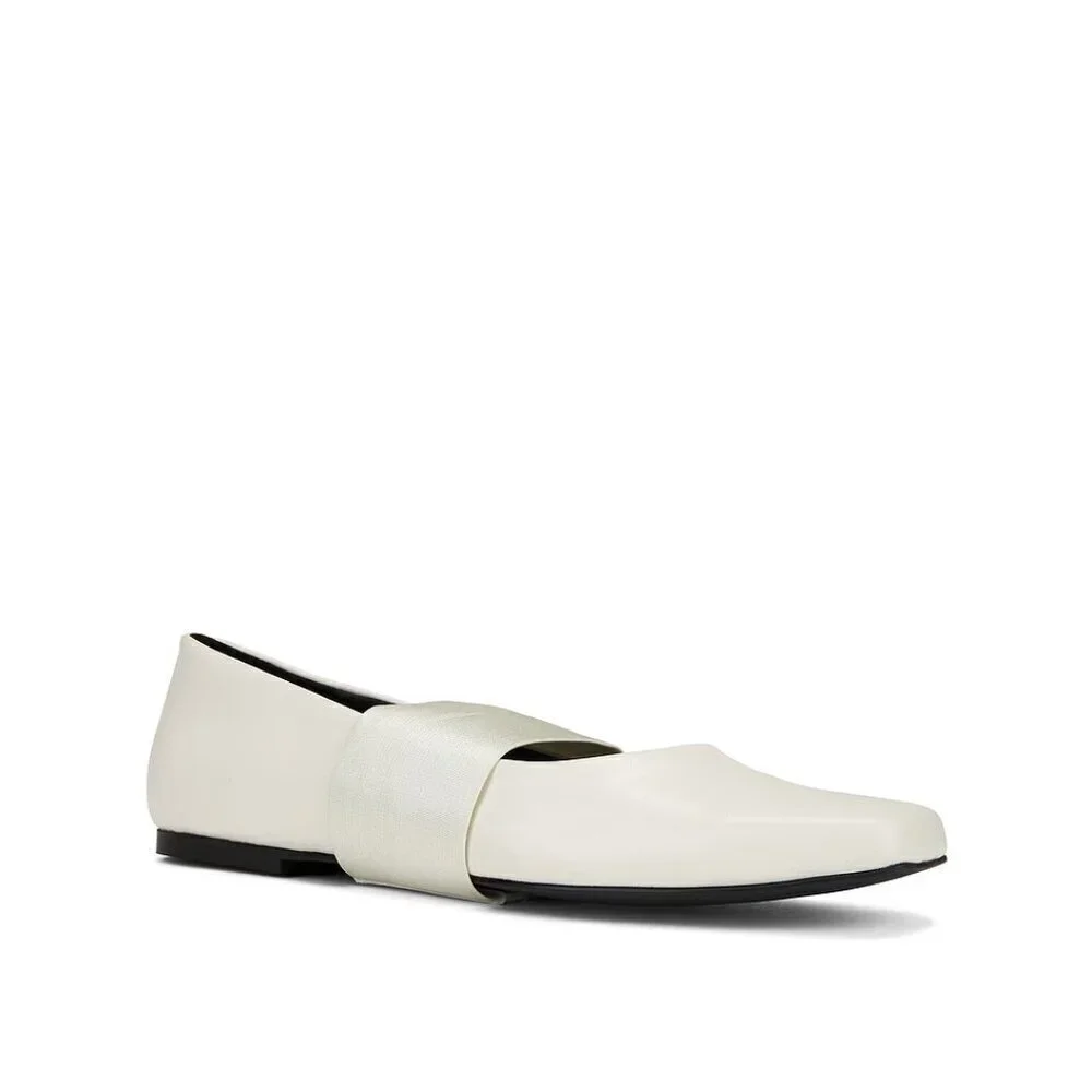 New WeWoreWhat Strap Ballet Vegan Leather Removable Strap Ivory Flats 38 EU/8 US
